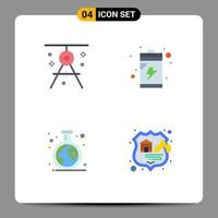 Mobile Interface Flat Icon Set of 4 Pictograms of architecture green drafting charge tube Editable Vector Design Elements