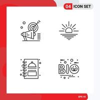 Group of 4 Modern Filledline Flat Colors Set for campaign kitchen target light menu book Editable Vector Design Elements