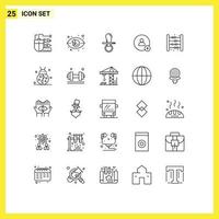 Group of 25 Lines Signs and Symbols for twitter add market watch kids dummy Editable Vector Design Elements