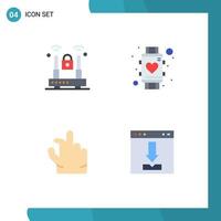 Set of 4 Vector Flat Icons on Grid for crime in protection smart zoom Editable Vector Design Elements