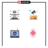 4 User Interface Flat Icon Pack of modern Signs and Symbols of exercise bug yoga megaphone laptop Editable Vector Design Elements