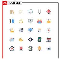 25 Universal Flat Color Signs Symbols of day avatar coding tuning fork instrument Editable Vector Design Elements