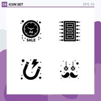 Group of 4 Modern Solid Glyphs Set for sale electricity limited chip power Editable Vector Design Elements