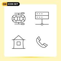 4 User Interface Line Pack of modern Signs and Symbols of boat house data signal shack Editable Vector Design Elements