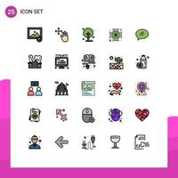 Universal Icon Symbols Group of 25 Modern Filled line Flat Colors of sand chat farming message computer Editable Vector Design Elements