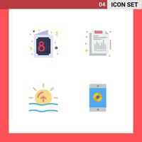 Flat Icon Pack of 4 Universal Symbols of card nature invite financial sunrise Editable Vector Design Elements