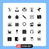 Universal Icon Symbols Group of 25 Modern Solid Glyphs of sustainable green energy support ecology project idea Editable Vector Design Elements