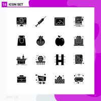 Set of 16 Modern UI Icons Symbols Signs for shopping bag album notification ebook Editable Vector Design Elements