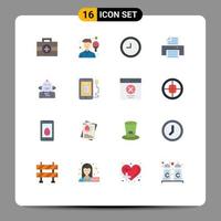 Stock Vector Icon Pack of 16 Line Signs and Symbols for feeling emotion clock artificial printer Editable Pack of Creative Vector Design Elements