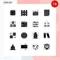 16 Universal Solid Glyph Signs Symbols of paper data interior thinking design Editable Vector Design Elements