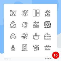 Pack of 16 creative Outlines of easter structure collage options conversion Editable Vector Design Elements
