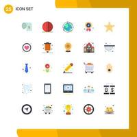 User Interface Pack of 25 Basic Flat Colors of reward ribbon solid ball discovery world Editable Vector Design Elements