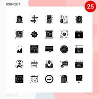 Set of 25 Modern UI Icons Symbols Signs for clipboard news app live entertainment Editable Vector Design Elements