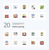 20 OnFlat Color Learning Flat Color icon Pack like education e book online learning online learning vector