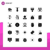 Set of 25 Vector Solid Glyphs on Grid for person leadership web configuration leader tools Editable Vector Design Elements