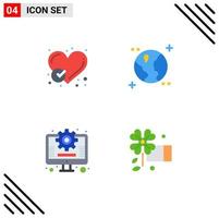 Set of 4 Modern UI Icons Symbols Signs for report management heart earth anemone Editable Vector Design Elements