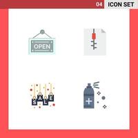 4 Thematic Vector Flat Icons and Editable Symbols of open sale label archive bag bottle Editable Vector Design Elements