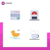 4 Universal Flat Icons Set for Web and Mobile Applications database break water duck cup Editable Vector Design Elements