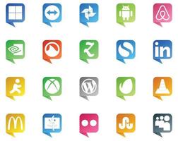 20 social medios de comunicación habla burbuja estilo logo me gusta jugador vlc sencillo envato wordpress vector