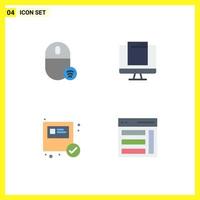 Group of 4 Modern Flat Icons Set for computers popup hardware monitor ecommerce Editable Vector Design Elements