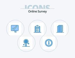 Online Survey Blue Icon Pack 5 Icon Design. file. business. black. text. clipboard vector