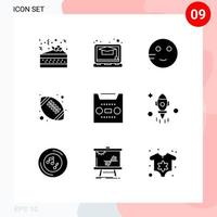 Stock Vector Icon Pack of 9 Line Signs and Symbols for tape media school audio football Editable Vector Design Elements