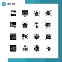 Pack of 16 creative Solid Glyphs of been gdpr back to school energy spring Editable Vector Design Elements