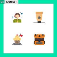 Stock Vector Icon Pack of 4 Line Signs and Symbols for customer chef hat service glue cooker hat Editable Vector Design Elements