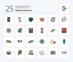 Modern Business 25 Line Filled icon pack including strategy. logic. scanner. labyrinth. challenge vector