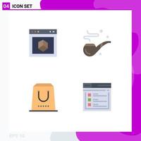 Set of 4 Commercial Flat Icons pack for application buy internet pipe e Editable Vector Design Elements