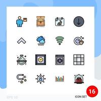 Mobile Interface Flat Color Filled Line Set of 16 Pictograms of arrow symbol reward arrow easter Editable Creative Vector Design Elements
