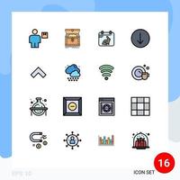 móvil interfaz plano color lleno línea conjunto de dieciséis pictogramas de flecha símbolo recompensa flecha Pascua de Resurrección editable creativo vector diseño elementos