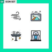 Pictogram Set of 4 Simple Filledline Flat Colors of blow dinner spring photo glass Editable Vector Design Elements