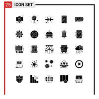 Mobile Interface Solid Glyph Set of 25 Pictograms of psp game shrink device ireland Editable Vector Design Elements