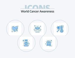 World Cancer Awareness Blue Icon Pack 5 Icon Design. health. community. house. cancer. heart awareness vector