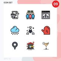 9 Creative Icons Modern Signs and Symbols of internet weather internet snow share Editable Vector Design Elements