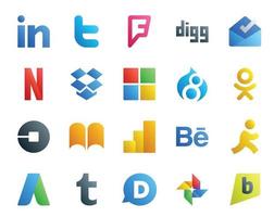 20 Social Media Icon Pack Including aim google analytics microsoft ibooks car vector