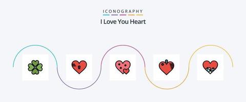 corazón línea lleno plano 5 5 icono paquete incluso corazón. pequeño. amor. regalo. amor vector