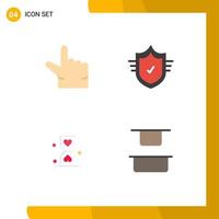 Group of 4 Modern Flat Icons Set for pinch hour protection heart distribute Editable Vector Design Elements