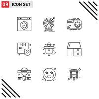 Stock Vector Icon Pack of 9 Line Signs and Symbols for box shop success aperture capture Editable Vector Design Elements