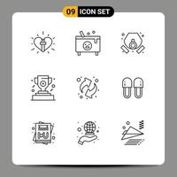 Pictogram Set of 9 Simple Outlines of arrows cup halloween award pollution Editable Vector Design Elements