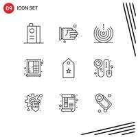 Mobile Interface Outline Set of 9 Pictograms of wardrobe furniture office cupboard signal Editable Vector Design Elements