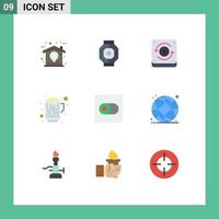 Mobile Interface Flat Color Set of 9 Pictograms of switch wine pod drink alcohol Editable Vector Design Elements
