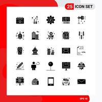 Set of 25 Modern UI Icons Symbols Signs for spotlight light energy illumination achieve Editable Vector Design Elements