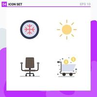 4 User Interface Flat Icon Pack of modern Signs and Symbols of cold cart brightness office product Editable Vector Design Elements