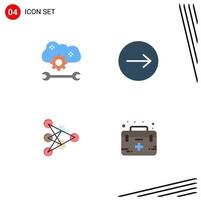 4 Universal Flat Icons Set for Web and Mobile Applications cloud application service deep cloud settings transfer data Editable Vector Design Elements