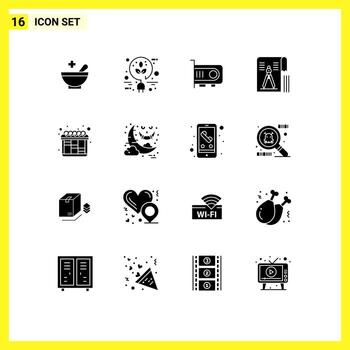 Modern Set of 16 Solid Glyphs and symbols such as planning file power geometry drawing Editable Vector Design Elements