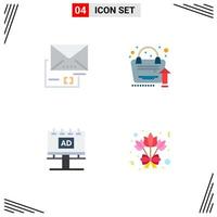 Pack of 4 creative Flat Icons of attachment board mail bag billboard Editable Vector Design Elements