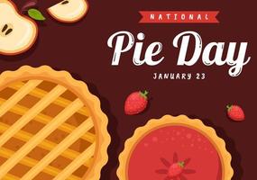 National Pie Day on January 23 with Food Consisting of Pastry Shells and Various Fillings in Flat Cartoon Hand Drawn Templates Illustration vector