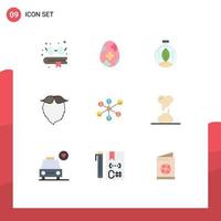 Flat Color Pack of 9 Universal Symbols of internet men innovation beared hipster Editable Vector Design Elements